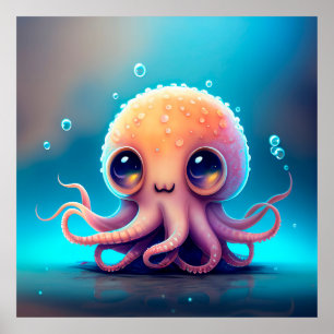 Cute Animated Octopus  Poster
