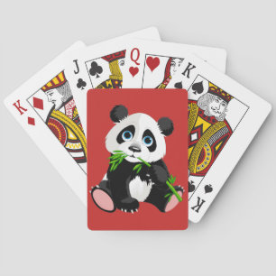 Cute animated Panda Bear Playing Cards