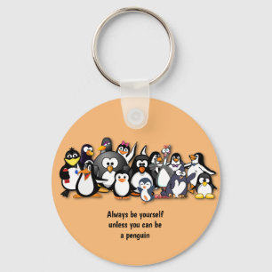 Cute animated penguins key ring