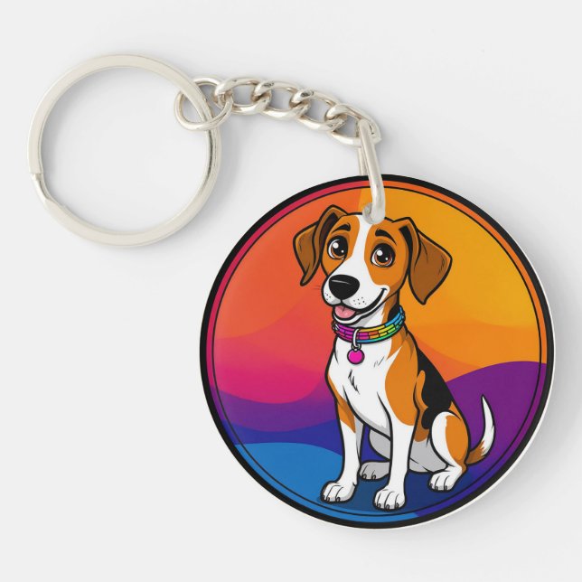 Cute Animated Puppy with Collar Key Ring (Front)