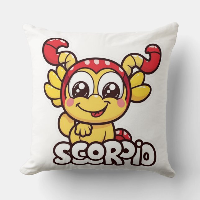 Cute Animated Scorpio Zodiac Design Cushion (Front)