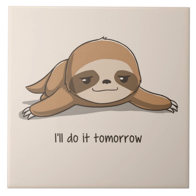 Cute animated Sloth Ceramic Tile (Front)