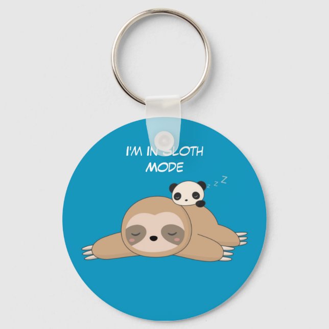 Cute animated sloth with panda bear key ring (Front)