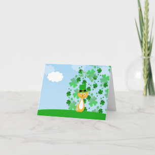 Cute animated St. Patrick's Day Cat Card