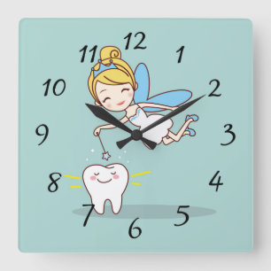 Cute animated tooth Fairy Square Wall Clock