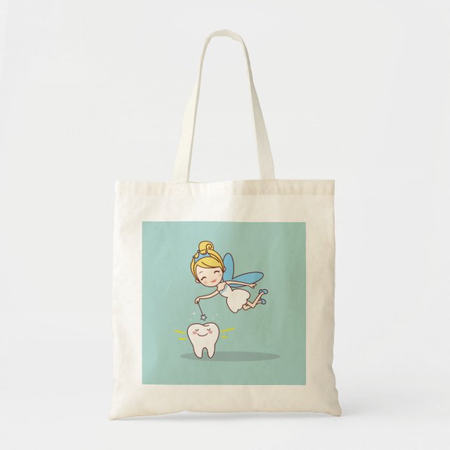 Cute animated tooth fairy tote bag (Front)