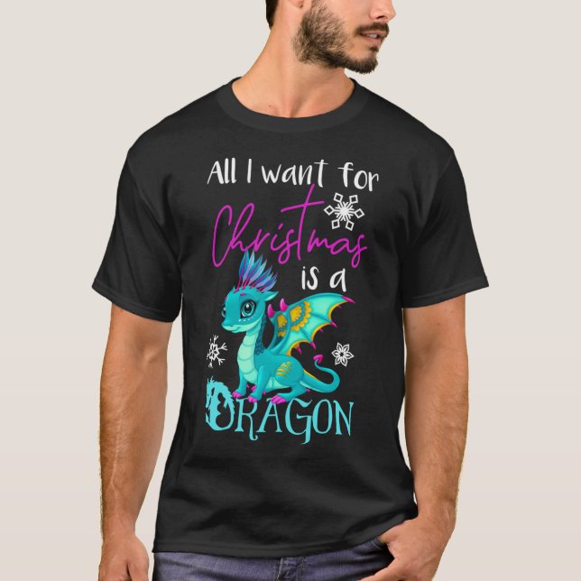 Cute Anime All I Want For Christmas is a Dragon Pi T-Shirt (Front)