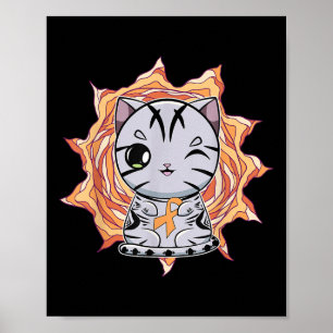 Cute Anime American Shorthair Cat Leukaemia Awaren Poster