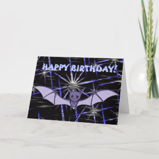 Cute Anime Baby Bat Koumori Birthday (Night Sky) Card