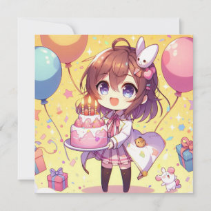 Cute anime birthday invitation