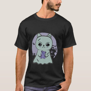 Cute Anime Black Cat Ghost And Goth Teddy Bear For T-Shirt