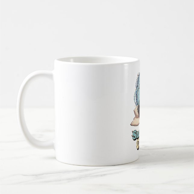 Cute Anime Boy Drinking Coffee in Winter Coffee Mug (Left)