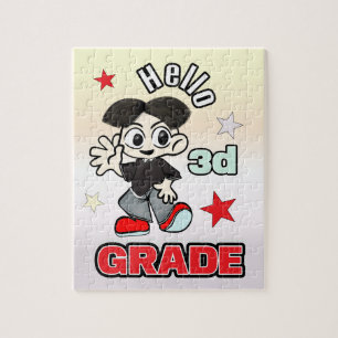 Cute Anime Boy Hello 3d Grade Jigsaw Puzzle