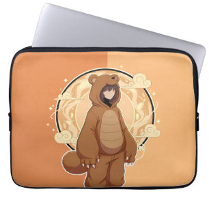 Cute Anime Boy in Bear Laptop Sleeve