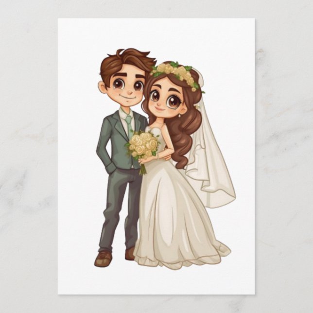 Cute Anime Bride and Groom Wedding Program Order  (Front)