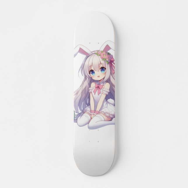 cute, anime bunny Easter Skateboard (Front)