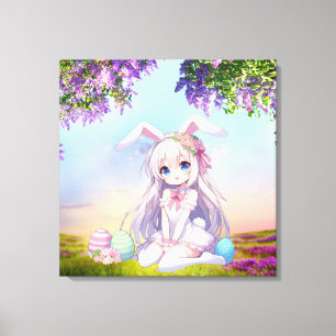 cute, anime bunny spring/Easter Canvas Print