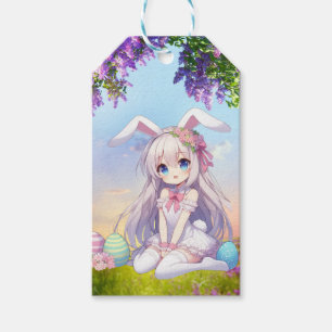 cute, anime bunny spring/Easter Gift Tags