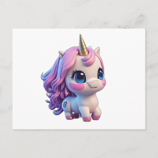 Cute Anime Cartoon Unicorn Postcard (Front)