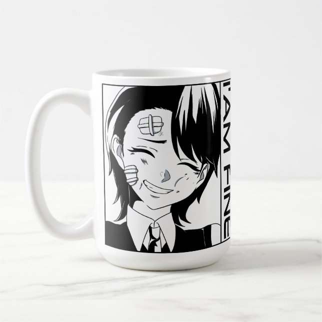 Cute Anime Character: "I'M FINE" Coffee Mug (Left)