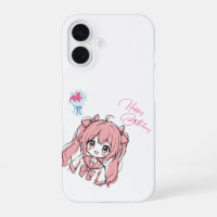 Cute Anime Chibi Girl Happy Birthday Pink iPhone