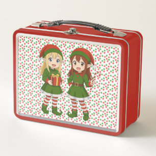 Cute anime Christmas elves Sweatshirt Metal Lunch Box