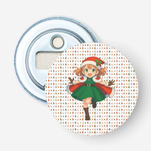 Cute, anime Christmas girl Bottle Opener