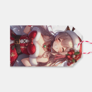 Cute anime Christmas girl Gift Tags