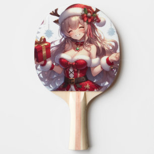 Cute anime Christmas girl Ping Pong Paddle