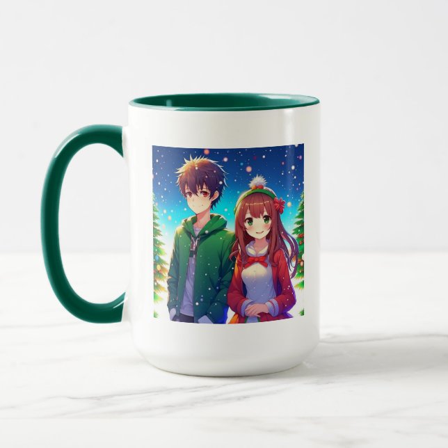 Cute Anime Couple Christmas Mug (Left)