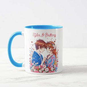 Cute Anime Couple Cuddling Personalised Mug