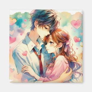 Cute Anime Couple in Love Magnet