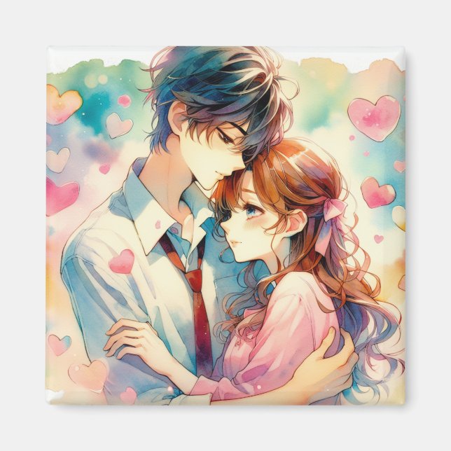 Cute Anime Couple in Love   Magnet (Front)