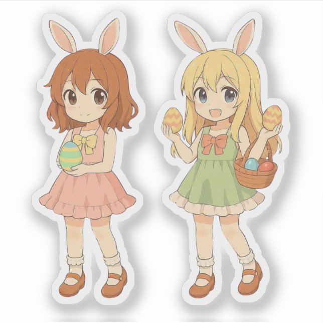 Cute anime Easter bunny girls (Front)