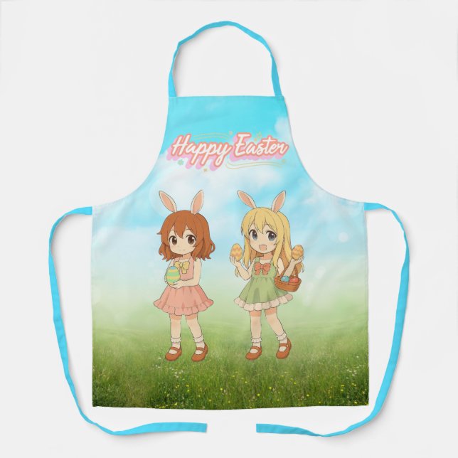 Cute anime Easter bunny girls Apron (Front)