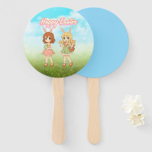 Cute anime Easter bunny girls Hand Fan