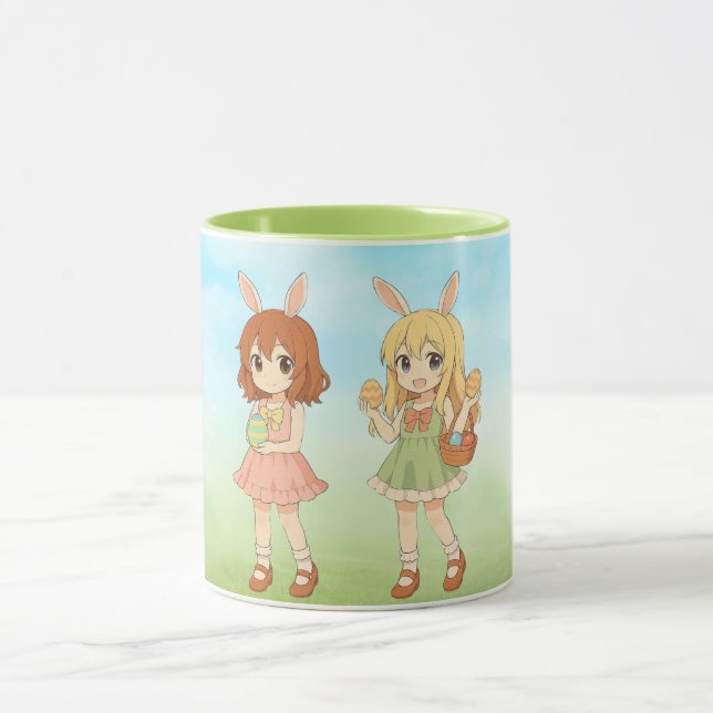 Cute anime Easter bunny girls Mug (Center)