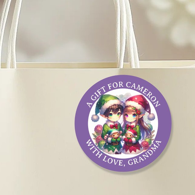 Cute Anime Elves Christmas | To and From Classic Round Sticker (Creator Uploaded)