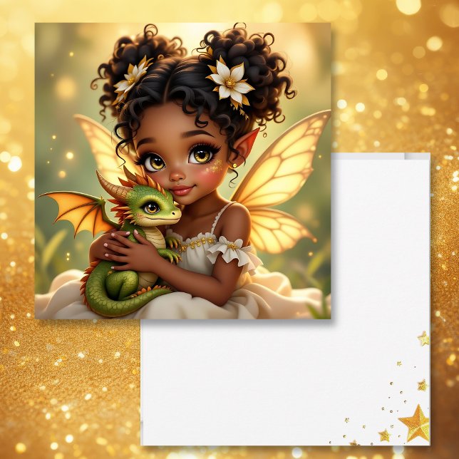 Cute Anime Fairy Girl and Chibi Dragon Card (Creator Uploaded)