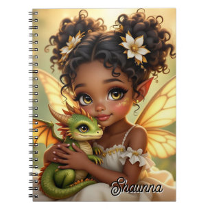 Cute Anime Fairy Girl and Chibi Dragon Notebook