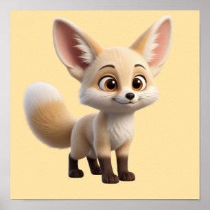 Cute Anime Fennec Fox Chibi Art Poster — Kawaii Bi