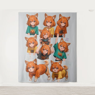 Cute Anime Fox Girl Sticker Sheet – Halloween and  Tapestry