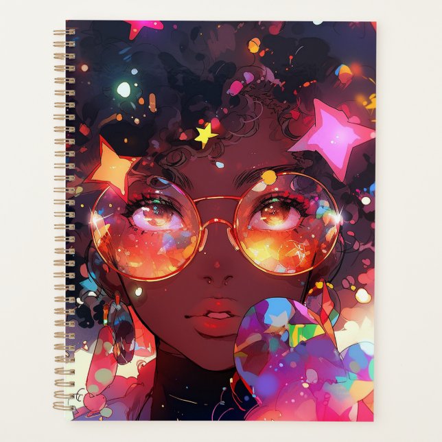 Cute Anime Girl African American Art Planner (Front)