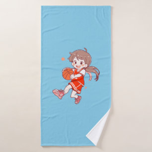 Cute Anime Girl Basketball Player Bath Towel