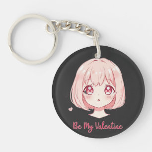 Cute Anime Girl - Be My Valentine T-Shirt Key Ring