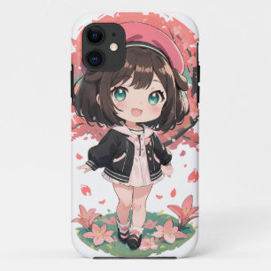 Cute Anime Girl & Cherry Blossom Tough Phone Cases