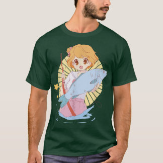 Cute Anime Girl Fishing  T-Shirt