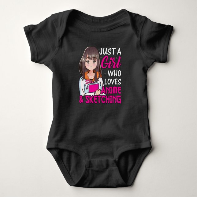 Cute Anime Girl | for Anime & Sketching Lover Baby Bodysuit (Front)