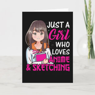 Cute Anime Girl for Anime & Sketching Lover Card