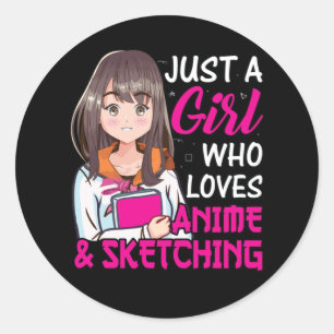 Cute Anime Girl   for Anime & Sketching Lover Classic Round Sticker